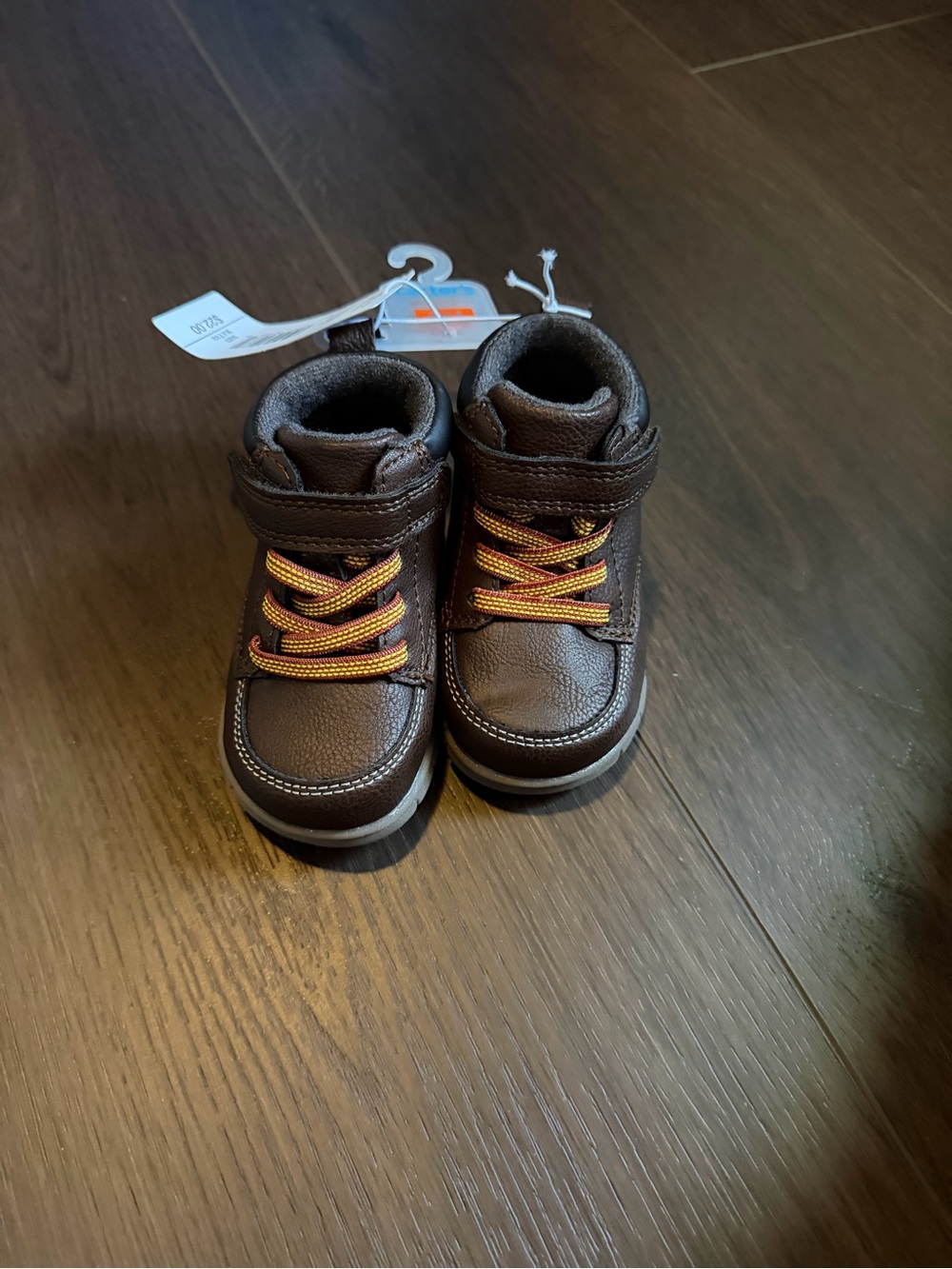 Carters Brown High-Top Sneakers with Orange Accent Laces